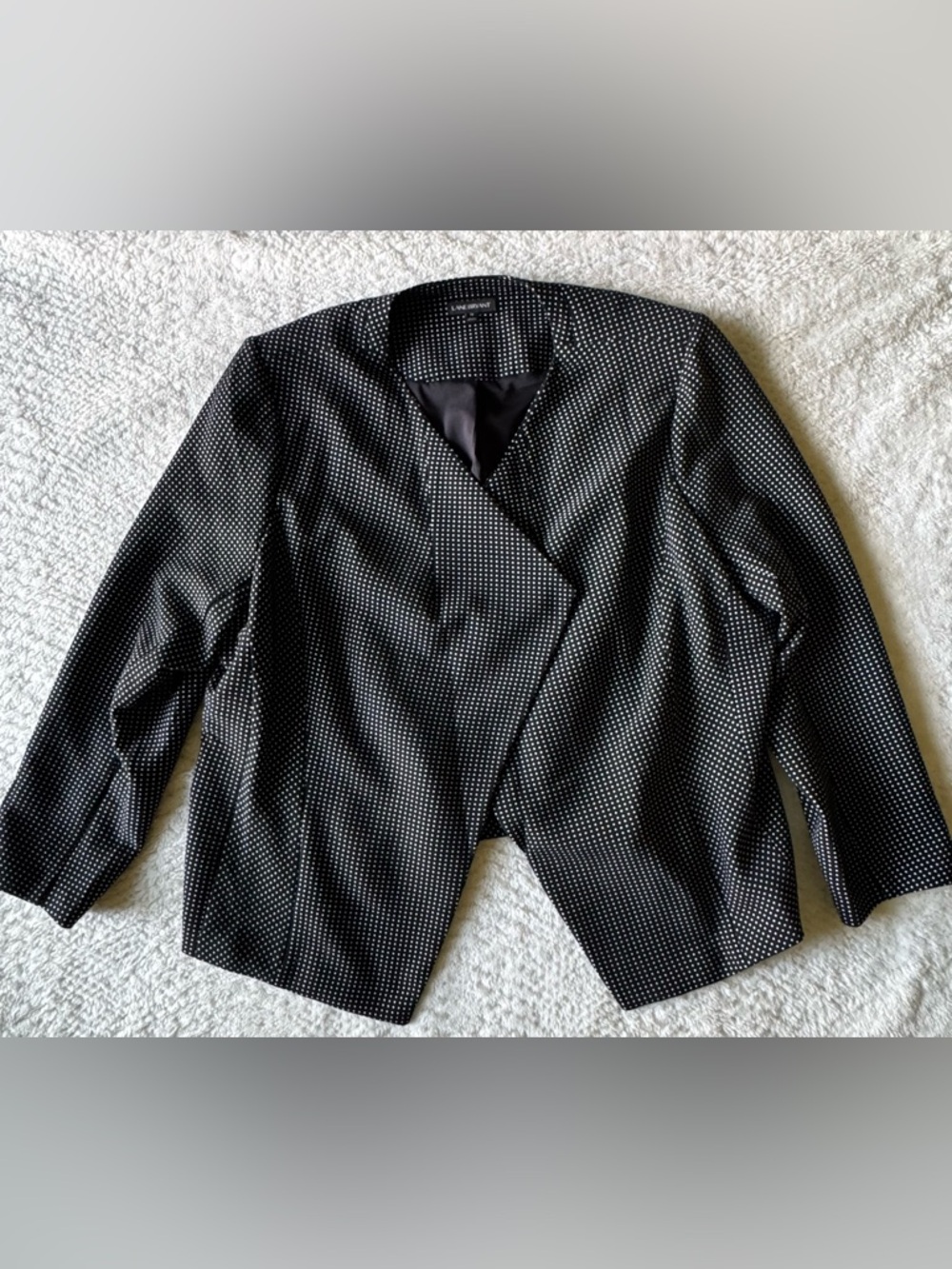 Lane Bryant Black and White Polka Dot Open-Front Jacket